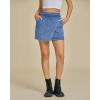 imageluvamia Jean Skirts for Women Denim Mini Trendy High Waisted Stretchy Asymmetrical Faux Wrap Short Skirt with PocketsMedium Blue