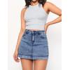 imageluvamia Jean Skorts for Woman Trendy High Waisted Stretchy Denim Skirt with Shorts Y2K Mini Skort Skirts Country ConcertBay Blue