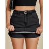 imageluvamia Jean Skorts for Woman Trendy High Waisted Stretchy Denim Skirt with Shorts Y2K Mini Skort Skirts Country ConcertWashed Black