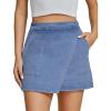 imageluvamia Jean Skirts for Women Denim Mini Trendy High Waisted Stretchy Asymmetrical Faux Wrap Short Skirt with PocketsCool Blue