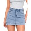 imageluvamia Jean Skorts for Woman Trendy High Waisted Stretchy Denim Skirt with Shorts Y2K Mini Skort Skirts Country ConcertRoadknight Blue