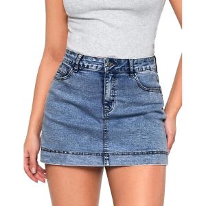 imageluvamia Jean Skorts for Woman Trendy High Waisted Stretchy Denim Skirt with Shorts Y2K Mini Skort Skirts Country ConcertBay Blue