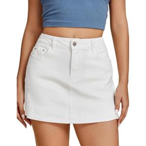 imageluvamia Jean Skorts for Woman Trendy High Waisted Stretchy Denim Skirt with Shorts Y2K Mini Skort Skirts Country ConcertCream White