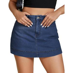 imageluvamia Jean Skorts for Woman Trendy High Waisted Stretchy Denim Skirt with Shorts Y2K Mini Skort Skirts Country ConcertDarkness Blue