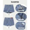 imageluvamia Jean Shorts for Women High Waisted Stretchy Denim Jorts Trendy Casual Distressed Cut Off Shorts with PocketsRoadknight Blue