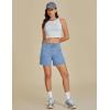 imageluvamia Jean Shorts for Women High Waisted Trendy Casual Utility Stretchy Denim Jorts Cutoff Long Shorts with PocketsBlue Breeze