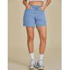 imageluvamia Jean Shorts for Women High Waisted Trendy Casual Utility Stretchy Denim Jorts Cutoff Long Shorts with PocketsBlue Breeze