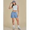 imageluvamia Jean Shorts for Women High Waisted Trendy Casual Utility Stretchy Denim Jorts Cutoff Long Shorts with PocketsBlue Breeze