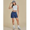 imageluvamia Jean Shorts for Women High Waisted Trendy Casual Utility Stretchy Denim Jorts Cutoff Long Shorts with PocketsClassic Blue