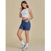 imageluvamia Jean Shorts for Women High Waisted Trendy Casual Utility Stretchy Denim Jorts Cutoff Long Shorts with PocketsClassic Blue