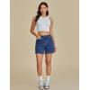 imageluvamia Jean Shorts for Women High Waisted Trendy Casual Utility Stretchy Denim Jorts Cutoff Long Shorts with PocketsClassic Blue