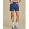 imageluvamia Jean Shorts for Women High Waisted Trendy Casual Utility Stretchy Denim Jorts Cutoff Long Shorts with PocketsClassic Blue