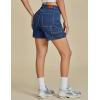 imageluvamia Jean Shorts for Women High Waisted Trendy Casual Utility Stretchy Denim Jorts Cutoff Long Shorts with PocketsClassic Blue