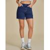 imageluvamia Jean Shorts for Women High Waisted Trendy Casual Utility Stretchy Denim Jorts Cutoff Long Shorts with PocketsNightfall Blue