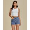 imageluvamia Jean Shorts for Women High Waisted Trendy Flat Pockets Cutoff Stretchy Denim Shorts Casual SummerBay Blue