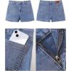 imageluvamia Jean Shorts for Women High Waisted Trendy Flat Pockets Cutoff Stretchy Denim Shorts Casual SummerBay Blue