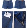 imageluvamia Jean Shorts for Women High Waisted Trendy Flat Pockets Cutoff Stretchy Denim Shorts Casual SummerClassic Blue