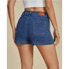 imageluvamia Jean Shorts for Women High Waisted Trendy Flat Pockets Cutoff Stretchy Denim Shorts Casual SummerClassic Blue