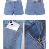 imageluvamia Jean Shorts for Women High Waisted Trendy Flat Pockets Cutoff Stretchy Denim Shorts Casual SummerCool Blue