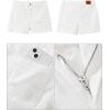 imageluvamia Jean Shorts for Women High Waisted Trendy Flat Pockets Cutoff Stretchy Denim Shorts Casual SummerCream White