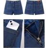 imageluvamia Jean Shorts for Women High Waisted Trendy Flat Pockets Cutoff Stretchy Denim Shorts Casual SummerDark Blue