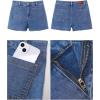 imageluvamia Jean Shorts for Women High Waisted Trendy Flat Pockets Cutoff Stretchy Denim Shorts Casual SummerMedium Blue