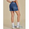 imageluvamia Jean Shorts for Women Trendy High Waisted Stretchy Denim Summer Casual Raw Hem Mom Long Shorts Cutoff JortsClassic Blue