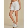 imageluvamia Jean Shorts for Women Trendy High Waisted Stretchy Denim Summer Casual Raw Hem Mom Long Shorts Cutoff JortsCream White