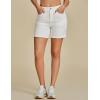 imageluvamia Jean Shorts for Women Trendy High Waisted Stretchy Denim Summer Casual Raw Hem Mom Long Shorts Cutoff JortsCream White