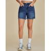 imageluvamia Jean Shorts for Women Trendy High Waisted Stretchy Denim Summer Casual Raw Hem Mom Long Shorts Cutoff JortsDarkness Blue