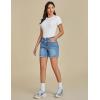 imageluvamia Jean Shorts for Women Trendy High Waisted Stretchy Denim Summer Casual Raw Hem Mom Long Shorts Cutoff JortsLakeside Blue