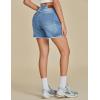 imageluvamia Jean Shorts for Women Trendy High Waisted Stretchy Denim Summer Casual Raw Hem Mom Long Shorts Cutoff JortsLakeside Blue