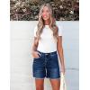 imageluvamia Jean Shorts for Women Trendy High Waisted Stretchy Denim Summer Casual Raw Hem Mom Long Shorts Cutoff JortsNightfall Blue