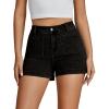 imageluvamia Jean Shorts for Women High Waisted Trendy Flat Pockets Cutoff Stretchy Denim Shorts Casual SummerWashed Black