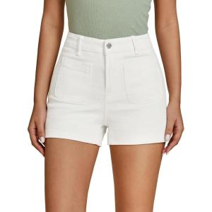 imageluvamia Jean Shorts for Women High Waisted Trendy Flat Pockets Cutoff Stretchy Denim Shorts Casual SummerCream White