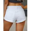 imageluvamia 2024 Jean Shorts Womens Mid Rise Casual Ripped Distressed Stretchy Denim Shorts Y2K Fold Hem Short Hot PantsBrilliant White