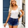 imageluvamia 2024 Jean Shorts Womens Mid Rise Casual Ripped Distressed Stretchy Denim Shorts Y2K Fold Hem Short Hot PantsClassic Blue