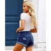 imageluvamia 2024 Jean Shorts Womens Mid Rise Casual Ripped Distressed Stretchy Denim Shorts Y2K Fold Hem Short Hot PantsClassic Blue