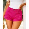 imageluvamia 2024 Jean Shorts Womens Mid Rise Casual Ripped Distressed Stretchy Denim Shorts Y2K Fold Hem Short Hot PantsHot Pink