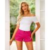 imageluvamia 2024 Jean Shorts Womens Mid Rise Casual Ripped Distressed Stretchy Denim Shorts Y2K Fold Hem Short Hot PantsHot Pink