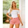 imageluvamia 2024 Jean Shorts Womens Mid Rise Casual Ripped Distressed Stretchy Denim Shorts Y2K Fold Hem Short Hot PantsPeach Pink