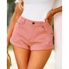 imageluvamia 2024 Jean Shorts Womens Mid Rise Casual Ripped Distressed Stretchy Denim Shorts Y2K Fold Hem Short Hot PantsPeach Pink
