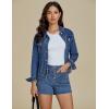 imageluvamia Jean Shorts Womens High Waisted Trendy Button Fly Patch Pocket Side Split Casual Summer Stretchy Denim ShortsMedium Blue