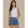 imageluvamia Jean Shorts Womens High Waisted Trendy Button Fly Patch Pocket Side Split Casual Summer Stretchy Denim ShortsMedium Blue