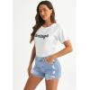 imageluvamia Jean Shorts for Women High Waisted Distressed Stretchy Denim Shorts Ripped Raw Hem Summer Casual Cut Off ShortsBlue Breeze