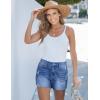 imageluvamia Jean Shorts for Women High Waisted Distressed Stretchy Denim Shorts Ripped Raw Hem Summer Casual Cut Off ShortsClassic Blue