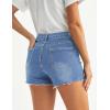 imageluvamia Jean Shorts for Women High Waisted Distressed Stretchy Denim Shorts Ripped Raw Hem Summer Casual Cut Off ShortsClassic Blue