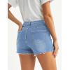 imageluvamia Jean Shorts for Women High Waisted Distressed Stretchy Denim Shorts Ripped Raw Hem Summer Casual Cut Off ShortsLakeside Blue