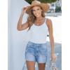 imageluvamia Jean Shorts for Women High Waisted Distressed Stretchy Denim Shorts Ripped Raw Hem Summer Casual Cut Off ShortsLakeside Blue