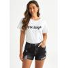 imageluvamia Jean Shorts for Women High Waisted Distressed Stretchy Denim Shorts Ripped Raw Hem Summer Casual Cut Off ShortsWashed Black